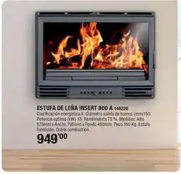 Ferrcash Estufa de leña insert 800 a 148220 oferta