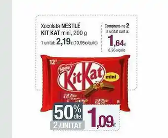 Condis 50% Dte 2a Unitat Xocolata Nestlé Kit Kat Mini oferta