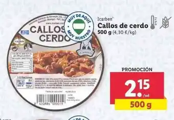 Lidl Icarben Callos de cerdo 500g oferta