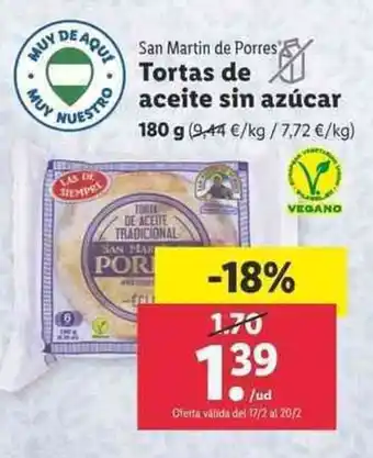 Lidl San Martin de Porres Tortas de aceite sin azúcar 180g oferta