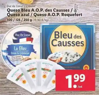 Duc de Coeur/Crouzat Queso Bleu A.O. des Causses / Queso azul / Queso A.O.P. Roquefort 100/125/250g