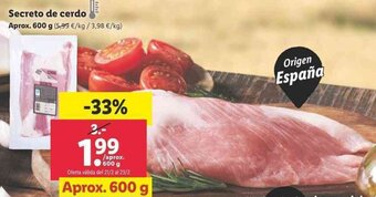 Lidl Secreto de cerdo 600g oferta