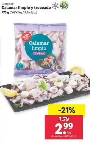 Lidl Ocean Sea Calamar limpio y troceado 475g oferta
