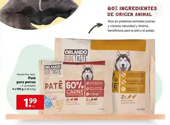 Lidl Orlando Pure Taste Paté para perros 4x100g oferta