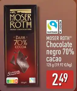 ALDI Moser Roth chocolate negro 70% cacao oferta