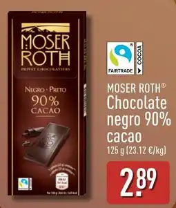 ALDI Moser Roth chocolate negro 90% cacao oferta