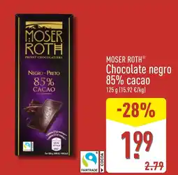 ALDI Moser Roth chocolate negro 85% cacao oferta