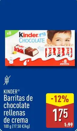 ALDI Kinder barritas de chocolate rellenas de crema oferta