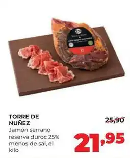 Alimerka Torre de núñez - jamón serrano reserva duroc 25% menos de sal oferta