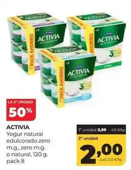 Alimerka Activia - yogur natural edulcorado zero m.g., zero o natural oferta