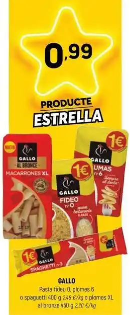 Gallo - pastas fideu, donnes o spaguetti