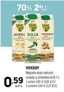 Coviran Vivesoy - beguda soja natural, civada o ametlles brik oferta