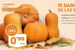 Supermercados Plaza Origen - calabaza oferta