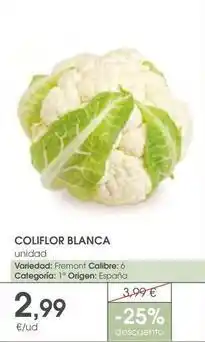 Supermercados Plaza Origen - coliflor blanca oferta