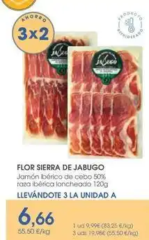 Supermercados Plaza Flor sierra de jabugo - jamon iberico de cebo 50% raza iberica loncheado oferta