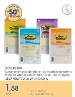 Supermercados Plaza Tres oscos - queso en lonchas de cabra de vaca sin lactosa o tierno de vaca o bajo en sal oferta