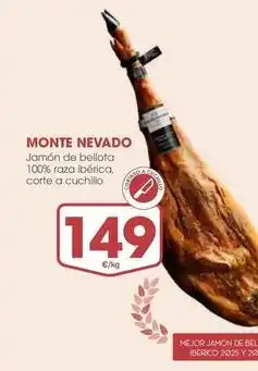 Supermercados Plaza Monte nevado - jamón de bellota 100% raza ibérica, corte a cuchillo oferta