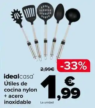 Idealcasa - utiles de cocina nylon + acero inoxidable