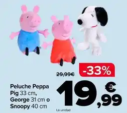 Carrefour Peluche peppa pig, george o snoopy oferta