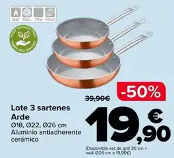 Carrefour Lote 3 sartenes arde oferta
