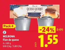 Lidl Milbona flan de queso oferta