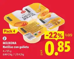 Lidl Milbona natillas con galleta oferta