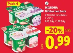 Lidl Milbona Bifidus con fruta oferta