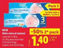 Lidl Nixe atún claro al natural oferta