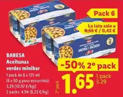 Lidl Baresa aceitunas verdes minibar oferta