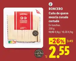 Lidl Ronce ro cuña de queso mezcla curado cortado oferta
