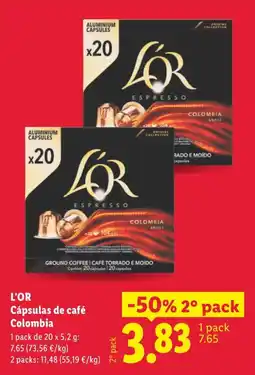 Lidl L'OR Cápsulas de café Colombia oferta