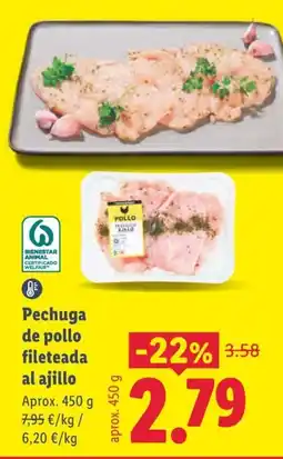 Lidl Pollo pechuga fileteada al ajillo oferta