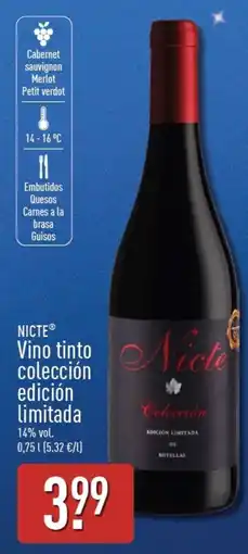 ALDI NICTE vino tinto colección edición limitada oferta