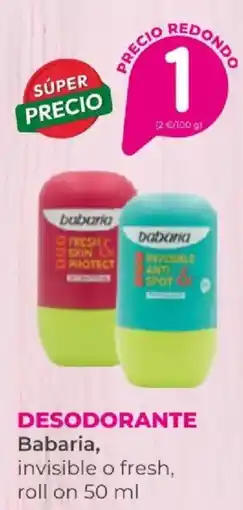 SPAR Babaria desodorante invisible o fresh oferta