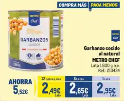 Makro Metro Chef garbanzo cocido al natural oferta