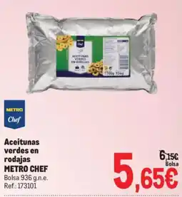 Makro Metro Chef aceitunas verdes en rodajas oferta