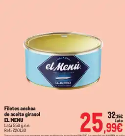Makro el Menu filetes anchoa de aceite girasol oferta