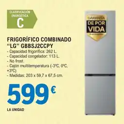 E.Leclerc LG frigorífico combinado gbbsj2ccpy oferta