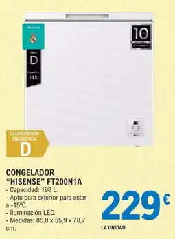 E.Leclerc Hisense congelador ft200n1a oferta