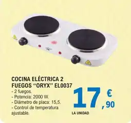 E.Leclerc Oryx cocina eléctrica 2 fuegos el0037 oferta