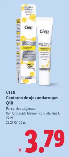 Lidl Cien contorno de ojos antiarrugas Q10 oferta