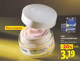 Lidl Cien crema facial q10 noche oferta