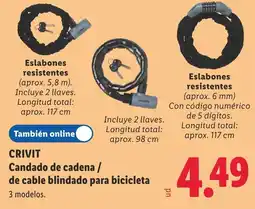 Lidl Crivit candado de cadena / de cable blindado para bicicleta oferta