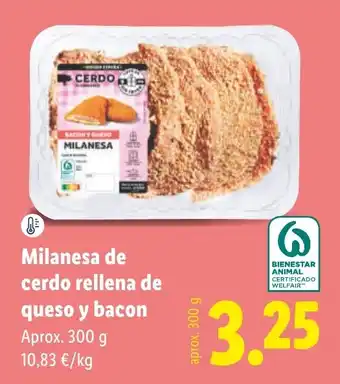 Milanesa de cerdo rellena de queso y bacon