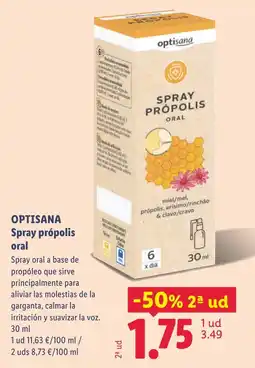 Lidl Optisana spray pròpolis oral oferta