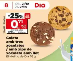 Maxi Dia El Molino de Dia galeta amb tres xocolates / amb xips de xocolata amb llet oferta