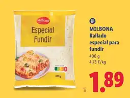 Lidl Milbona rallado especial para fundir oferta