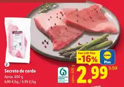 Lidl Lidl secreto de cerdo oferta