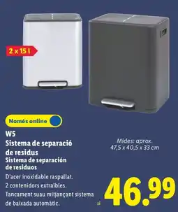 Lidl W5 sistema de separación de residuos oferta