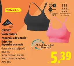 Lidl Lycra sport Crivit sujetador deportivo de canalé oferta